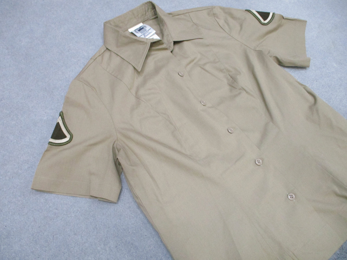 US Army AGSU Women's Short Sleeve Overblouse 12R Tan 566 PFC Dress Shirt