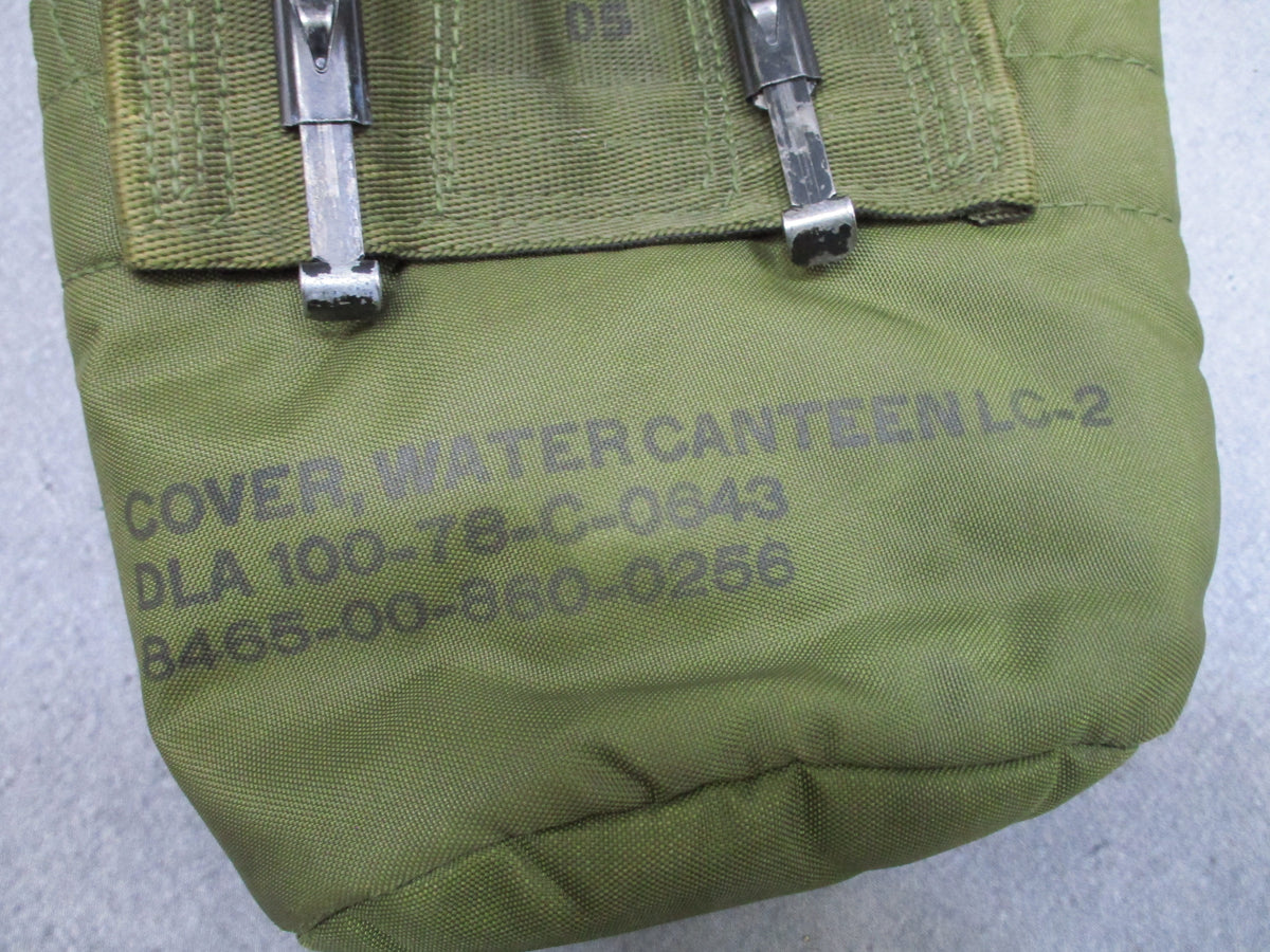 USGI LC-2 1 Quart Canteen Cover OD Green ALICE Clips 1978 Contract Vintage