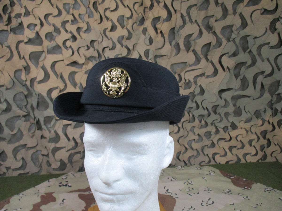US Army Women's Blue 450 Dress Service Hat Size 23 Bonk USA Eagle Badge