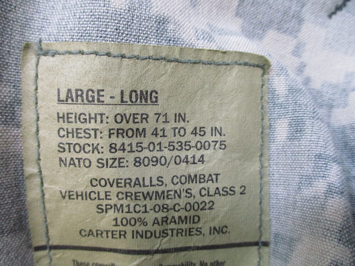 USGI Carter CVC Coveralls Large Long UCP ACU Combat Vehicle Crewman Aramid
