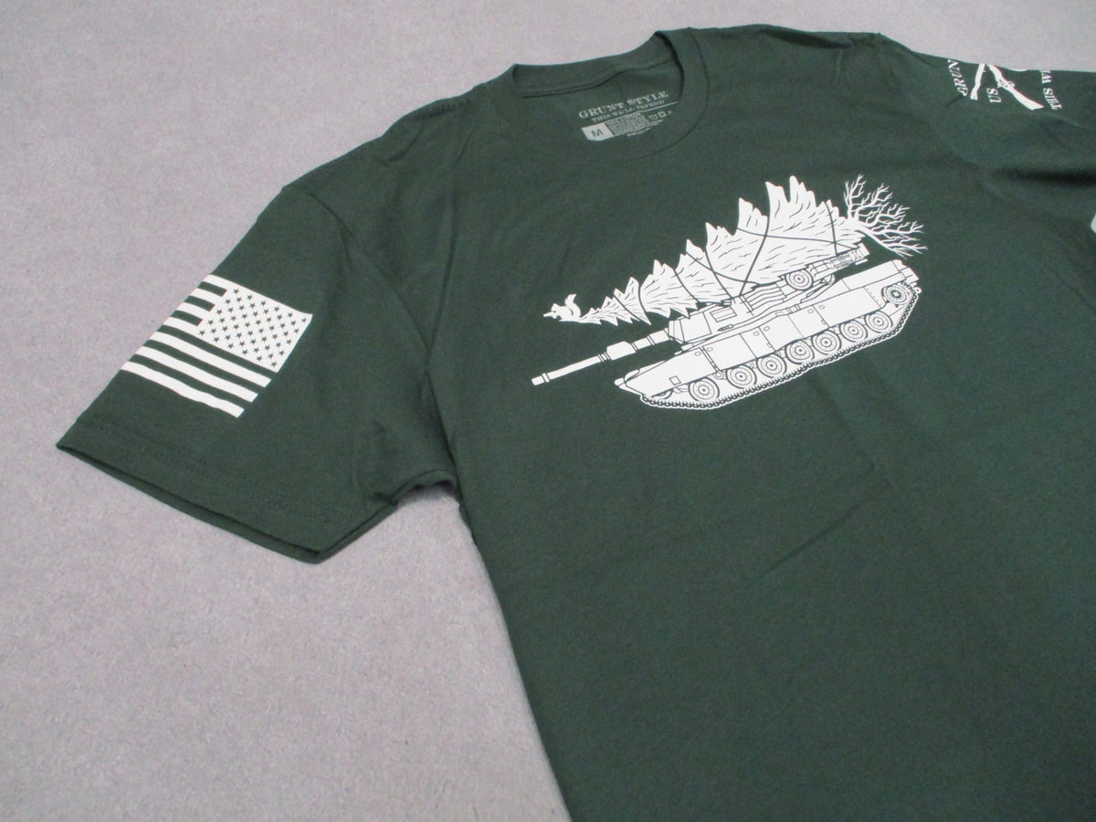 Grunt Style Military Christmas Tank Tree Green T-Shirt Mens S M L 2XL NWOT