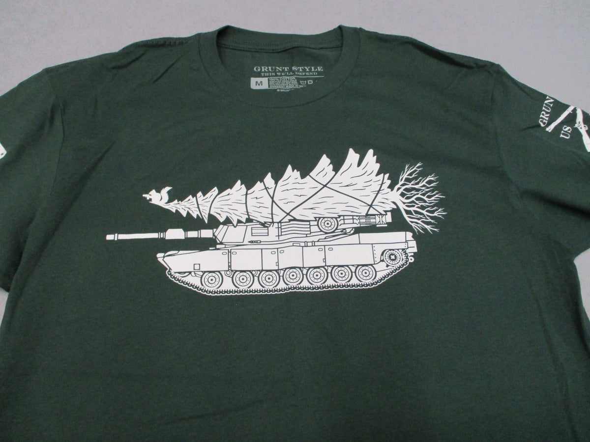 Grunt Style Military Christmas Tank Tree Green T-Shirt Mens S M L 2XL NWOT