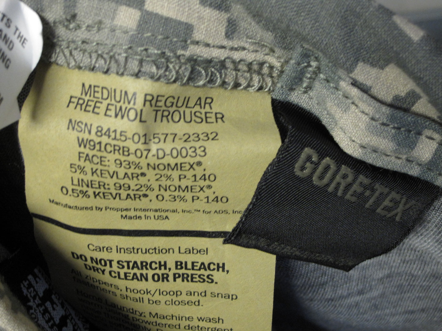 USGI FR EWOL Gore-Tex Overpants ACU Digital Medium-Regular NWT 8415-01-577-2332