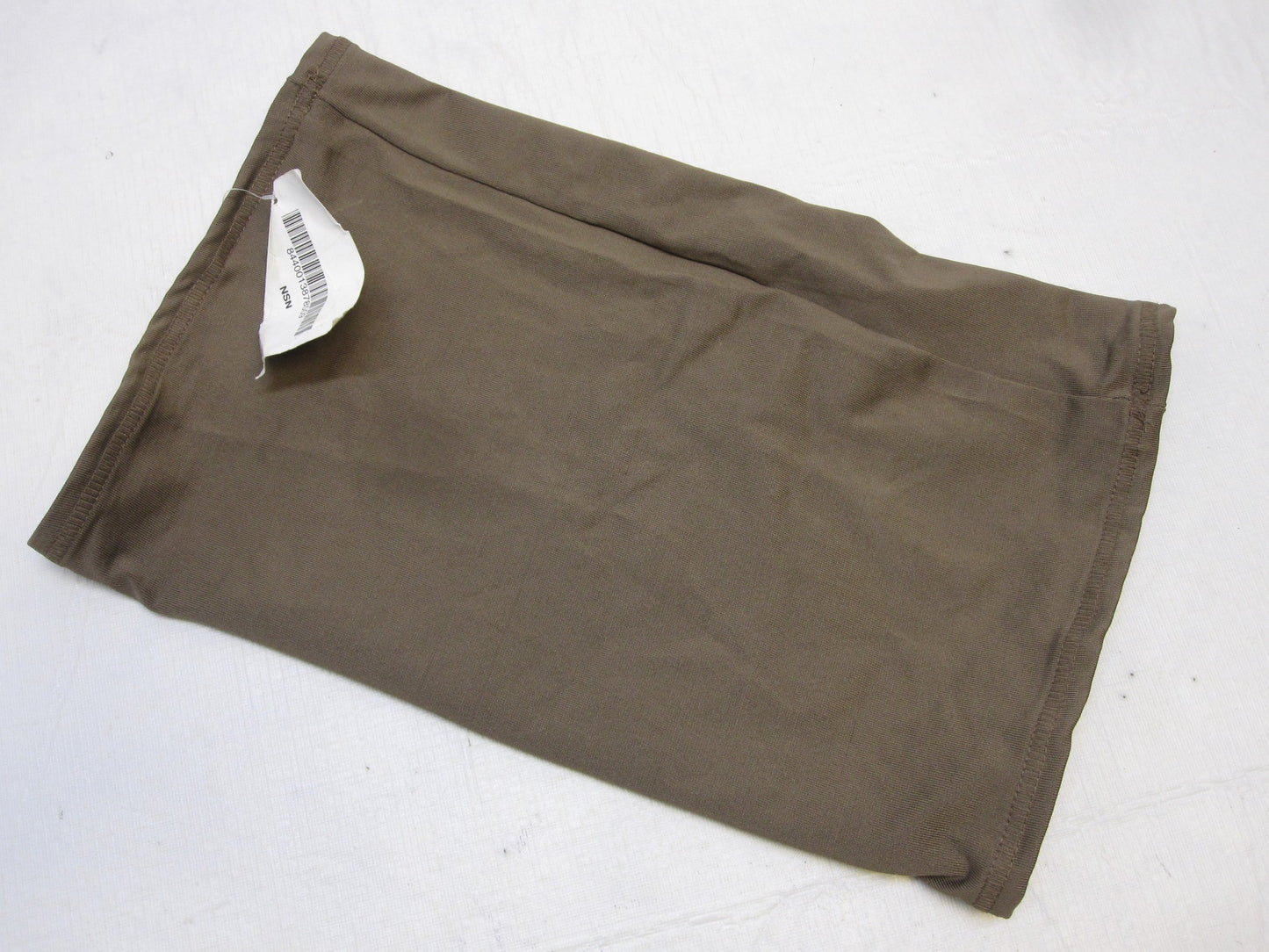 Brown USGI military MeKe Inc neck gaiter face warmer with breathable poly material, designed for warmth and outdoor protection.