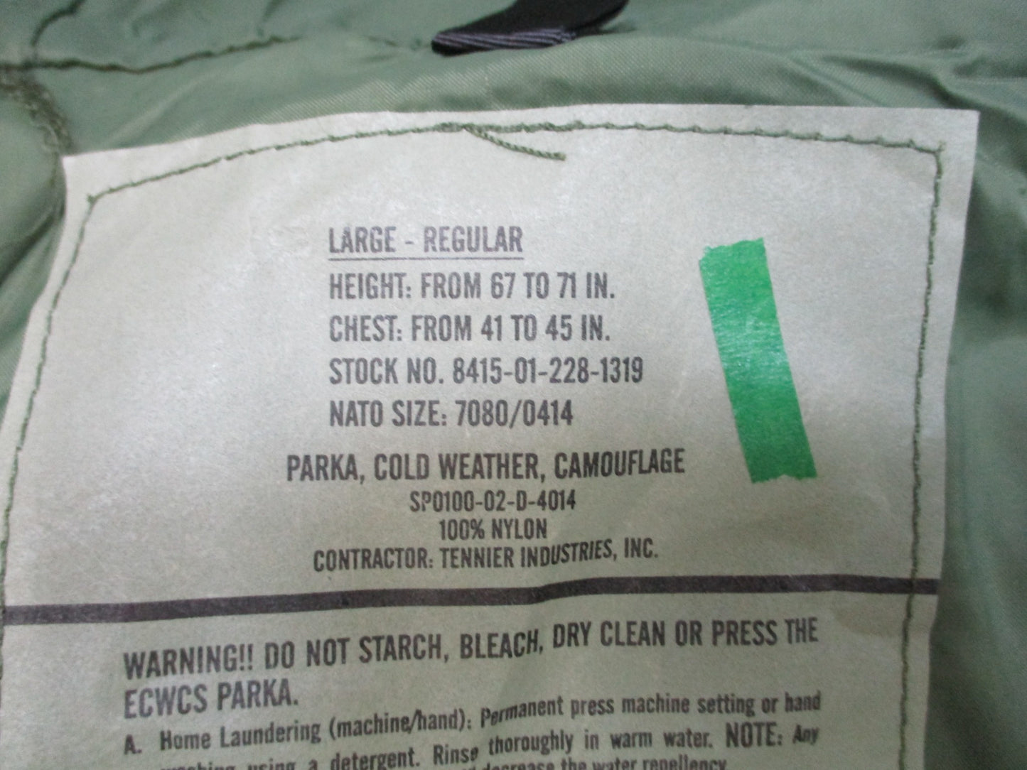 ARMY ISSUE WOODLAND BDU GORE-TEX JACKET WET/COLD WEATHER PARKA LARGE/REGULAR