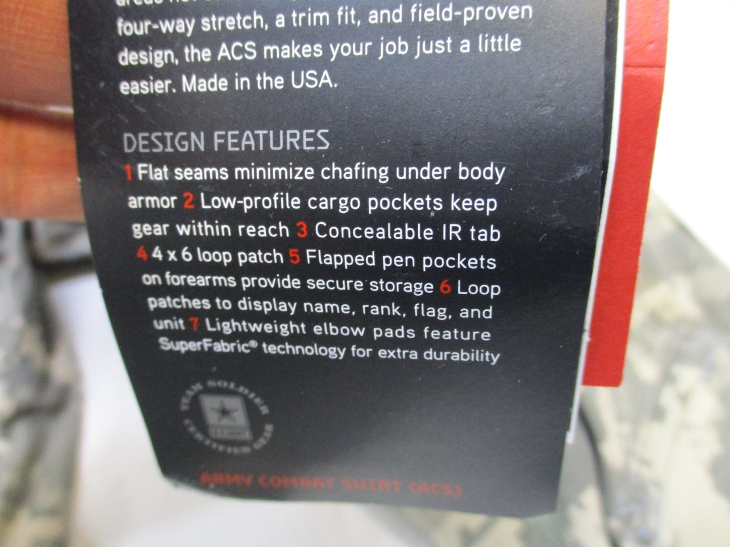 Centex Military Gear Massif FR Army ACU digital combat shirt in flame-resistant UCP camouflage, medium size, close-up view.