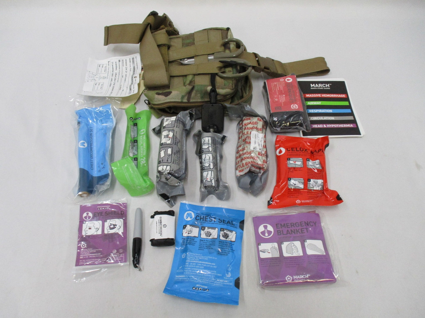 MOJO IFAK INTERMEDIATE KIT STOCKED MULTICAM DROP LEG or MOLLE POUCH MILITARY KIT