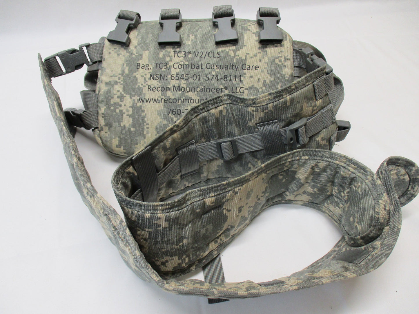 USGI CLS medical bag in ACU Digital camouflage by Centex Military Gear, empty with zipper closure and multiple compartments.