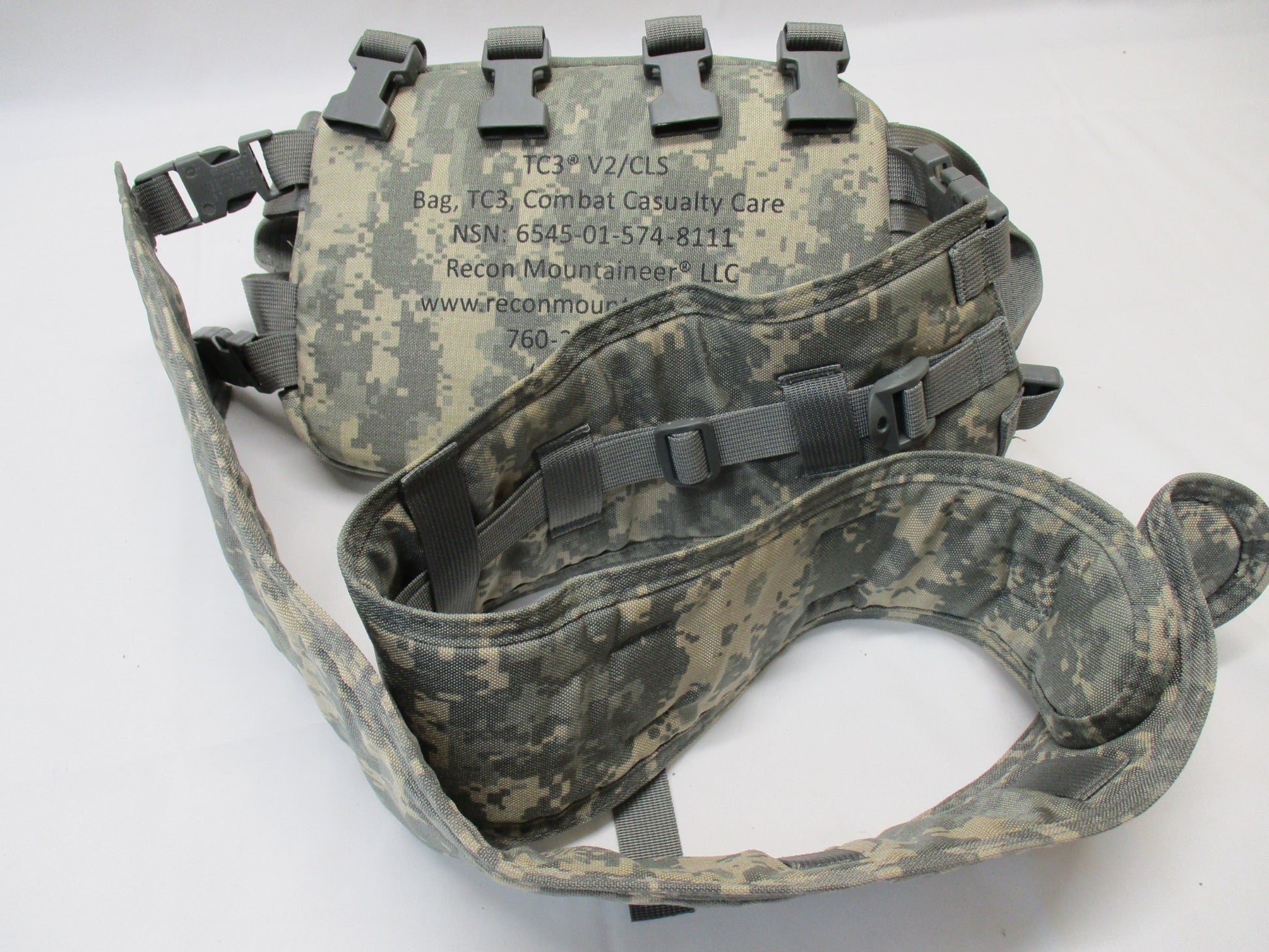 USGI CLS medical bag in ACU Digital camouflage by Centex Military Gear, empty with zipper closure and multiple compartments.