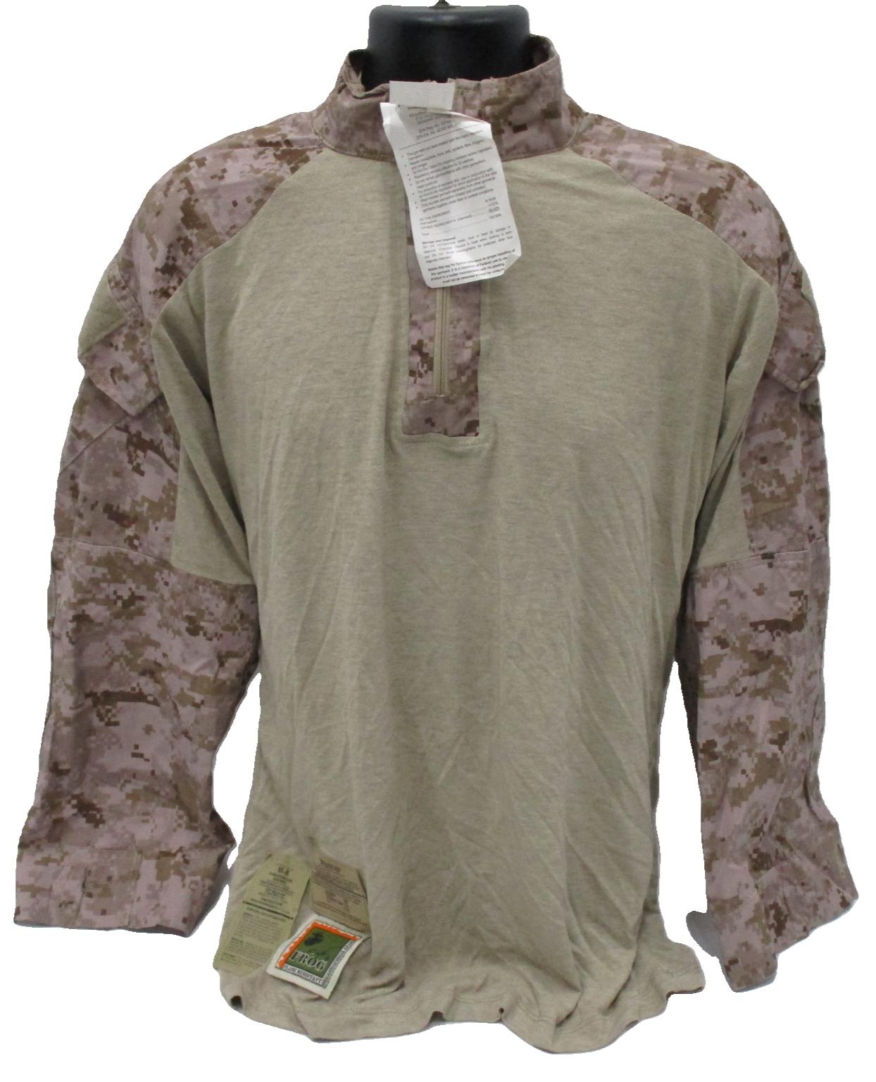 USMC Issue Desert MARPAT FR Combat Shirt by Centex Military Gear, medium/regular size, featuring camouflage fabric and tactical design.