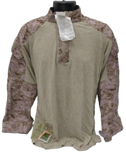 USMC Issue Desert MARPAT FR Combat Shirt by Centex Military Gear, medium/regular size, featuring camouflage fabric and tactical design.