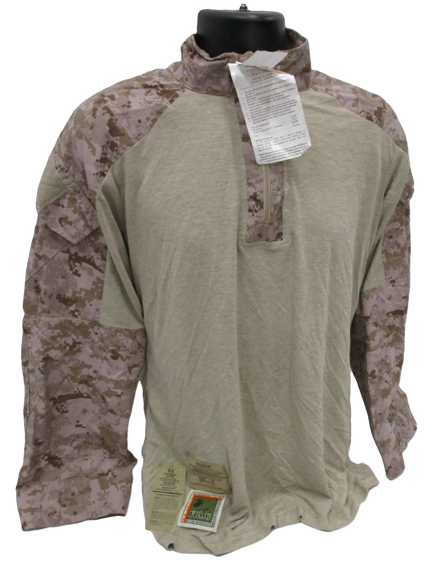 USMC Issue Desert MARPAT FR Combat Shirt by Centex Military Gear, medium/regular size, showing camouflage fabric and tactical design.