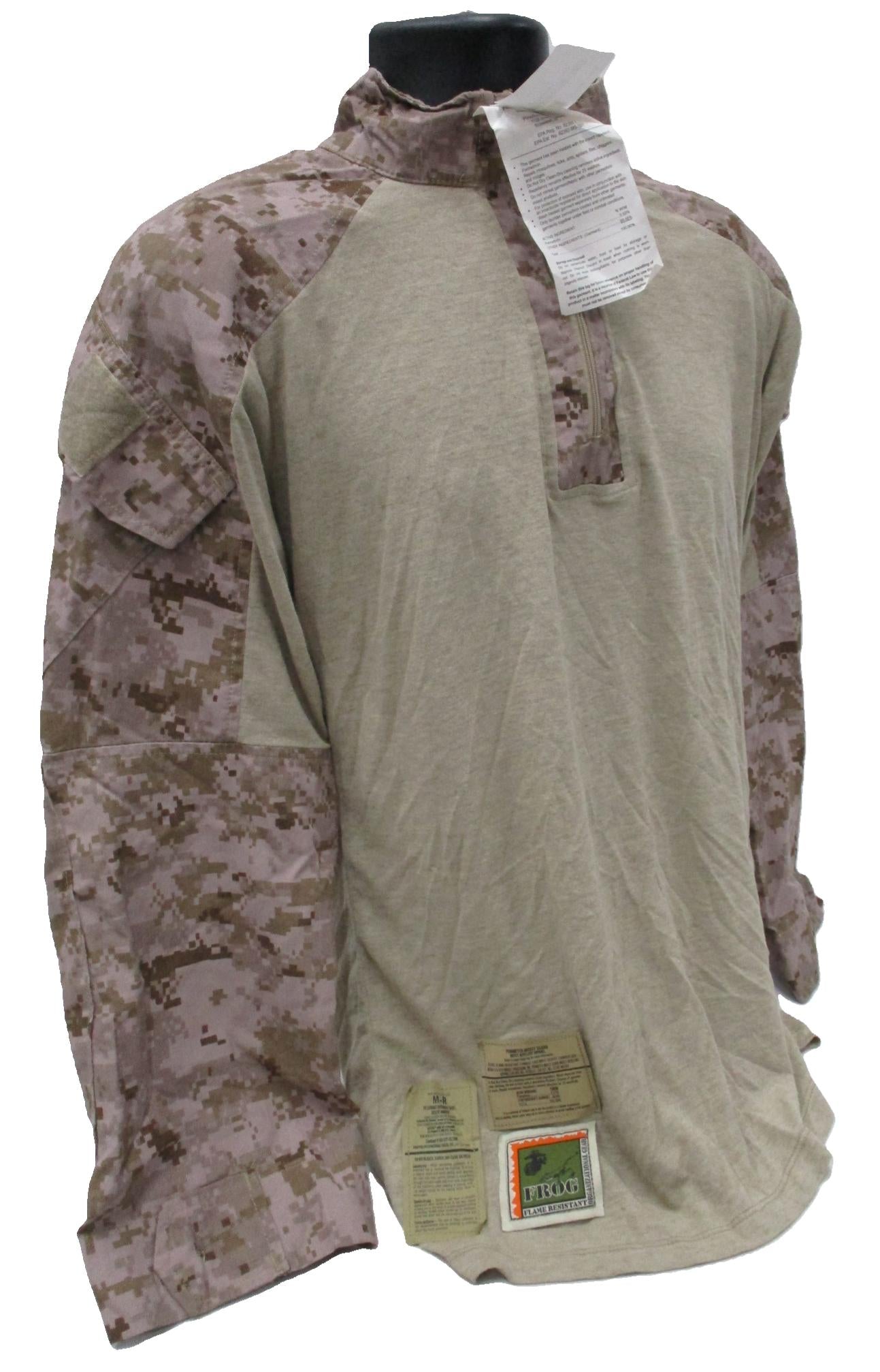 USMC Issue Desert MARPAT FR Combat Shirt by Centex Military Gear, medium/regular size, featuring desert camouflage and tactical design.