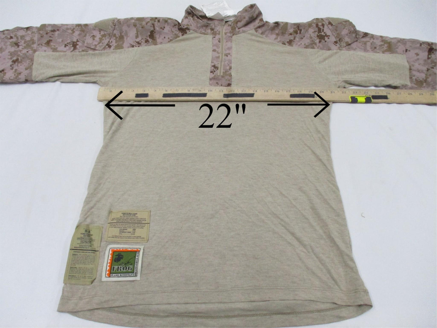USMC Issue Desert MARPAT FR Combat Shirt by Centex Military Gear, medium/regular size, displayed on a hanger.