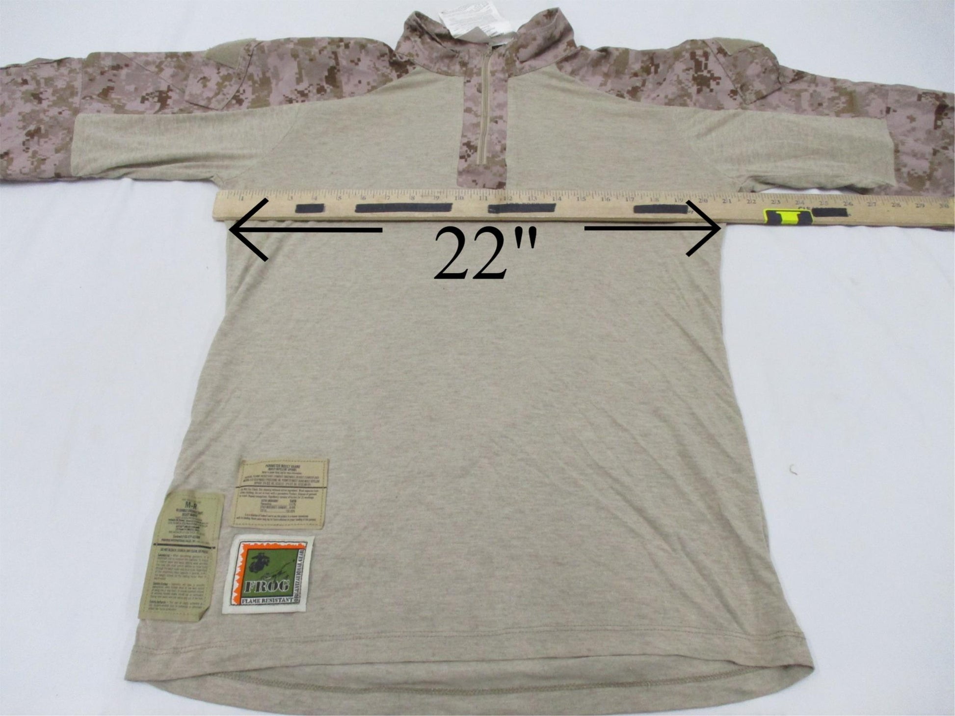 USMC Issue Desert MARPAT FR Combat Shirt by Centex Military Gear, medium/regular size, displayed on a hanger.
