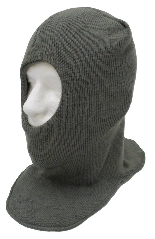 USED MILITARY SKI MASK BALACLAVA HOOD FOLIAGE GREEN COLD WEATHER WOOL FACE COVER