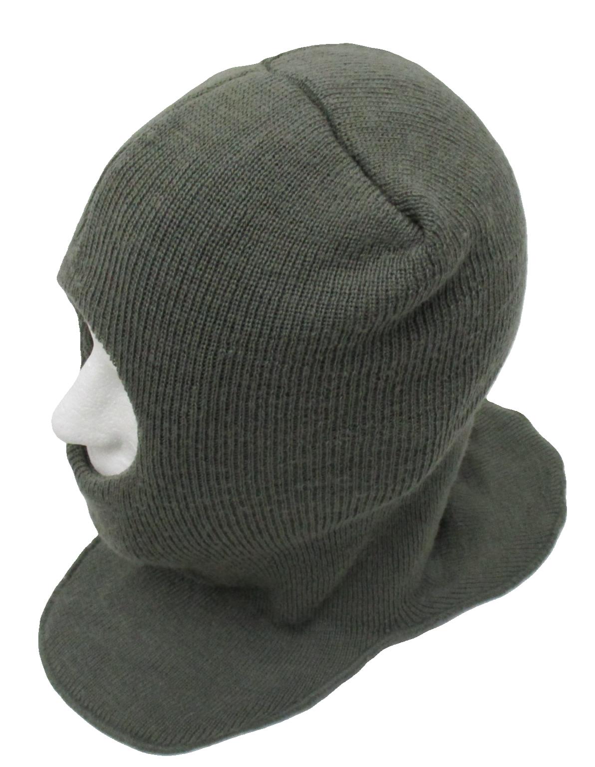 USED MILITARY SKI MASK BALACLAVA HOOD FOLIAGE GREEN COLD WEATHER WOOL FACE COVER