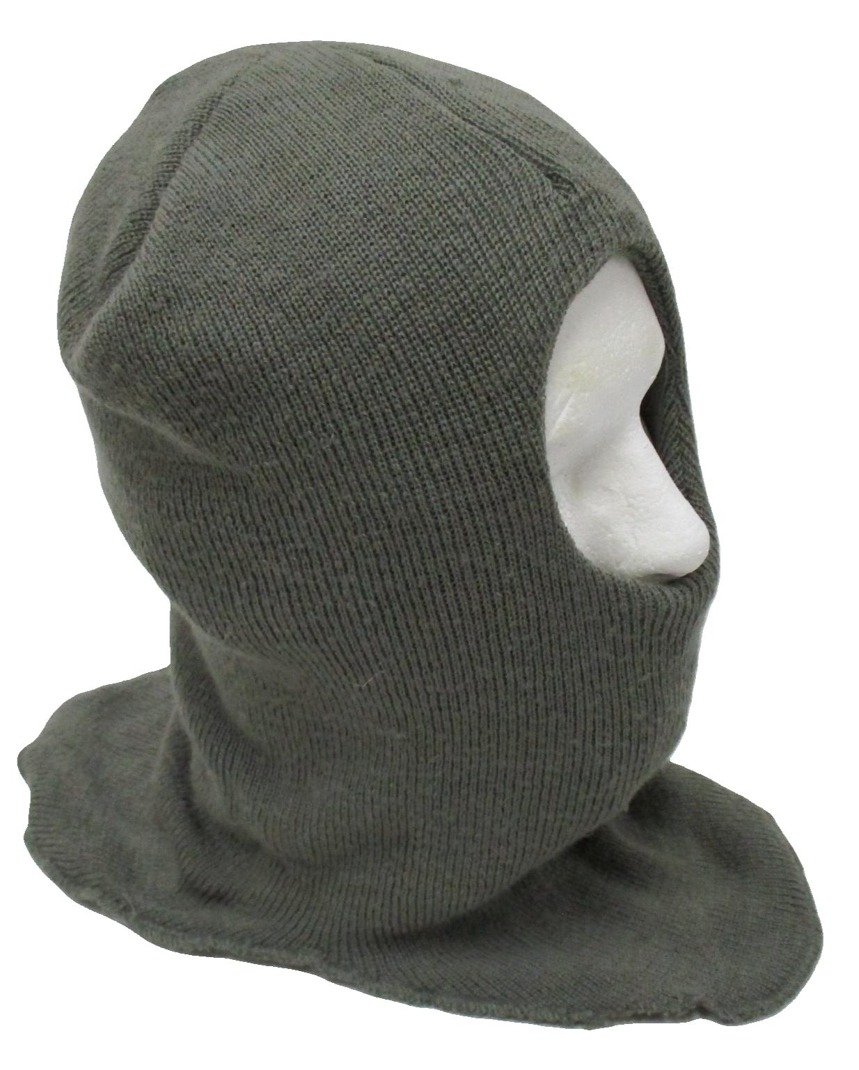 USED MILITARY SKI MASK BALACLAVA HOOD FOLIAGE GREEN COLD WEATHER WOOL FACE COVER