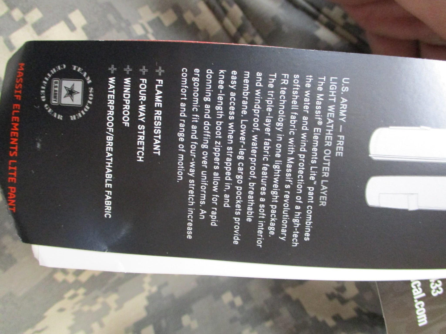 NEW MASSIF ELEMENTS ARMY DIGITAL LWOL TROUSER MEDIUM/SHORT FLAME RESISTANT PANTS
