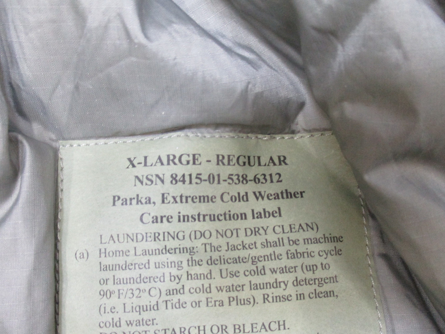 PRIMALOFT LEVEL 7 JACKET EXTREME COLD WEATHER X-LARGE/REGULAR 8415-01-538-6312 - Centex Military Gear