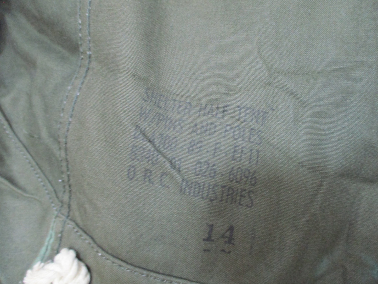 USGI Military Shelter Half Pup Tent OD Green Canvas Tarp 1/2 Only No Poles