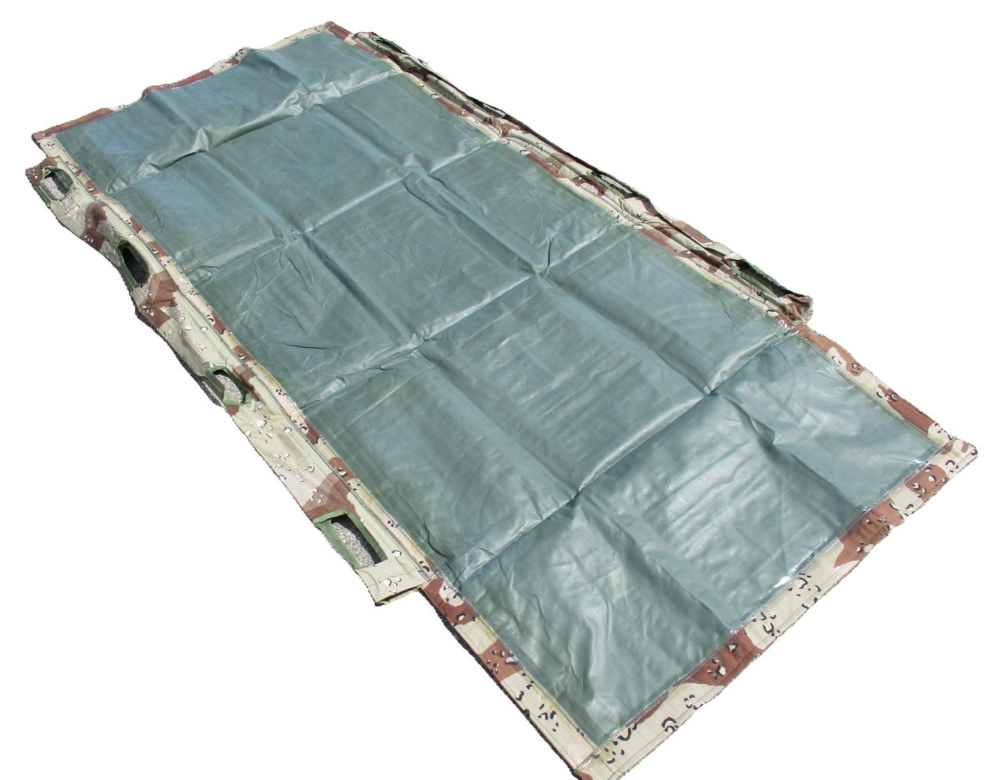 GULF WAR CHEMICAL PATIENT PROTECTIVE WRAP CLOTH LITTER/STRETCHER CHOCOLATE CHIP