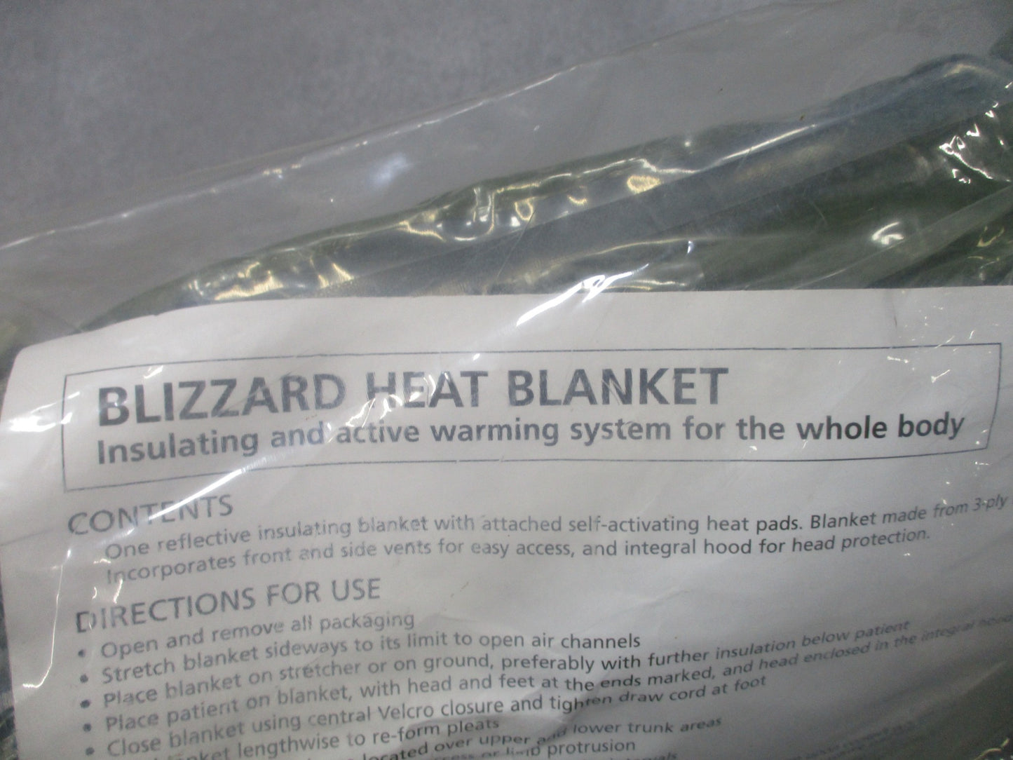 BLIZZARD HEAT BLANKET OXYGEN ACTIVATED SURVIVAL TRAUMA BLANKET NOS MILITARY