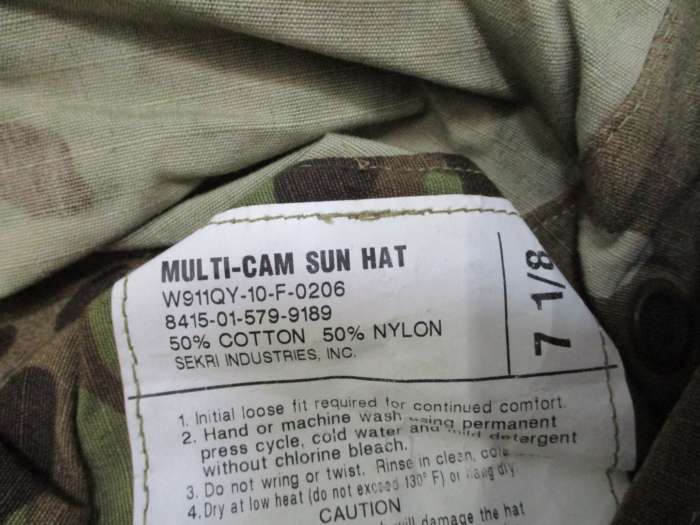 USED OEF SUN HAT USGI ARMY ISSUE OCP MULTICAM BOONIE CAP BUCKET HAT 7-1/8 BUSH