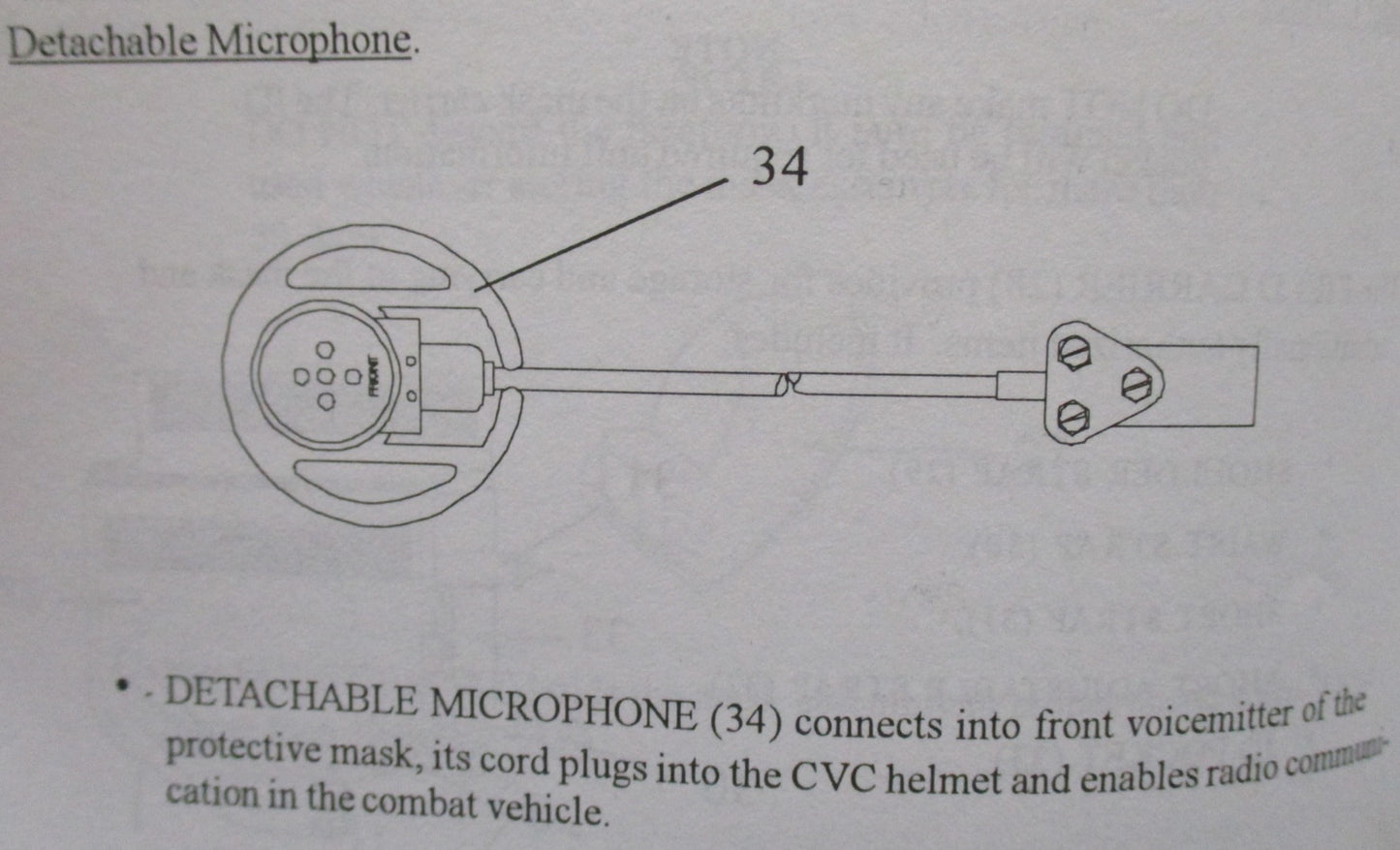 🔥NOS M40 M42 SERIES GAS MASK DETACHABLE MICROPHONE CABLE COMMS ADAPATER CVC🪖