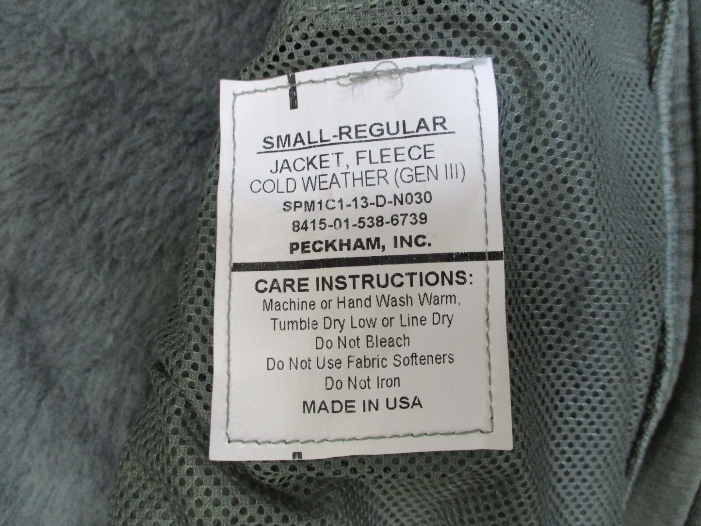 ARMY ISSUE FLEECE JACKET SMALL/REGULAR GEN 3 POLARTEC FOLIAGE GREEN ACU UCP