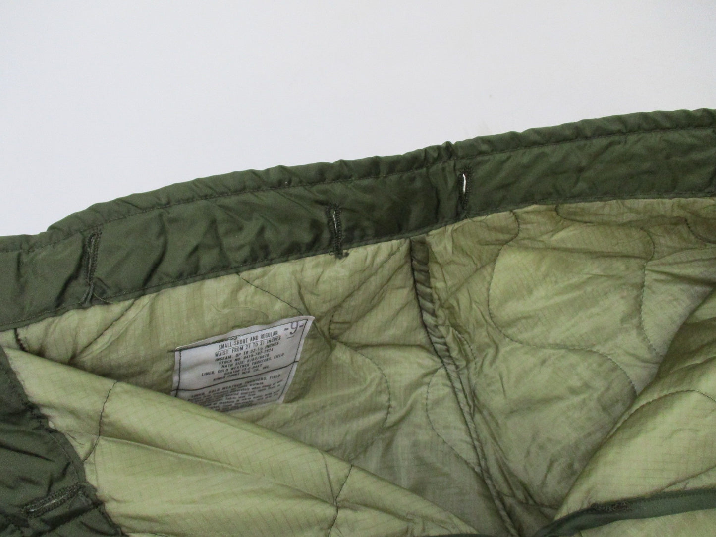 1973 US MILITARY COLD WEATHER FIELD PANTS LINER TROUSER INSULATION M65 36"x21"