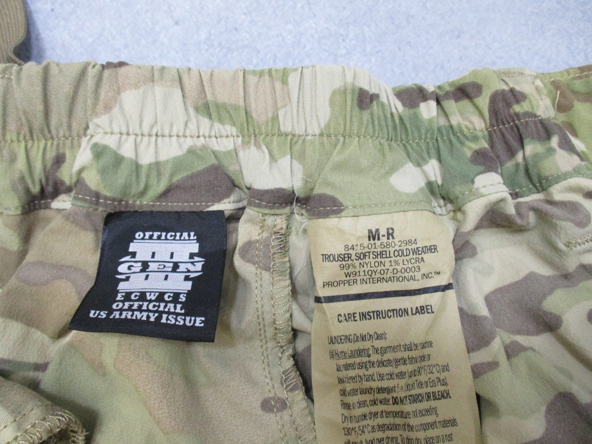USED ARMY OCP MULTICAM LEVEL 5 SOFT SHELL TROUSER COLD WEATHER PANTS MEDIUM/REG - Centex Military Gear