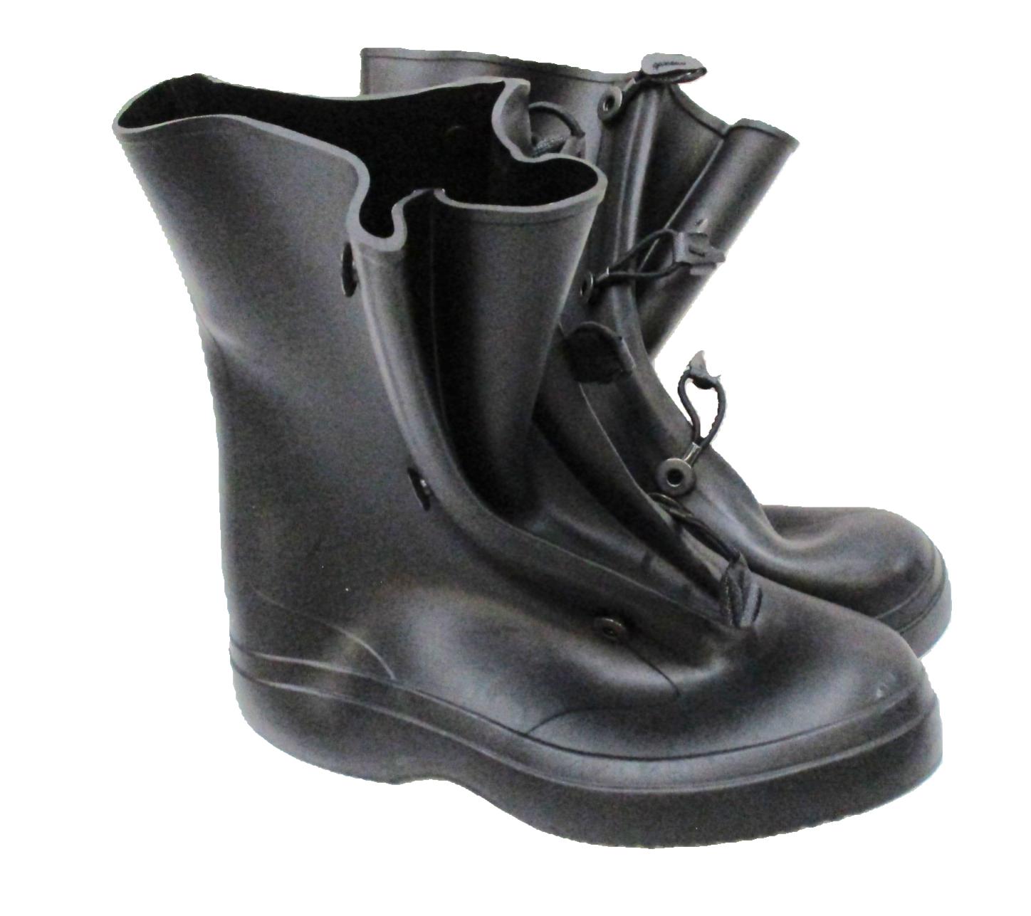 Centex Military Gear rubber overboots for wet weather, size 8, shown in black, slip-on design with textured surface.