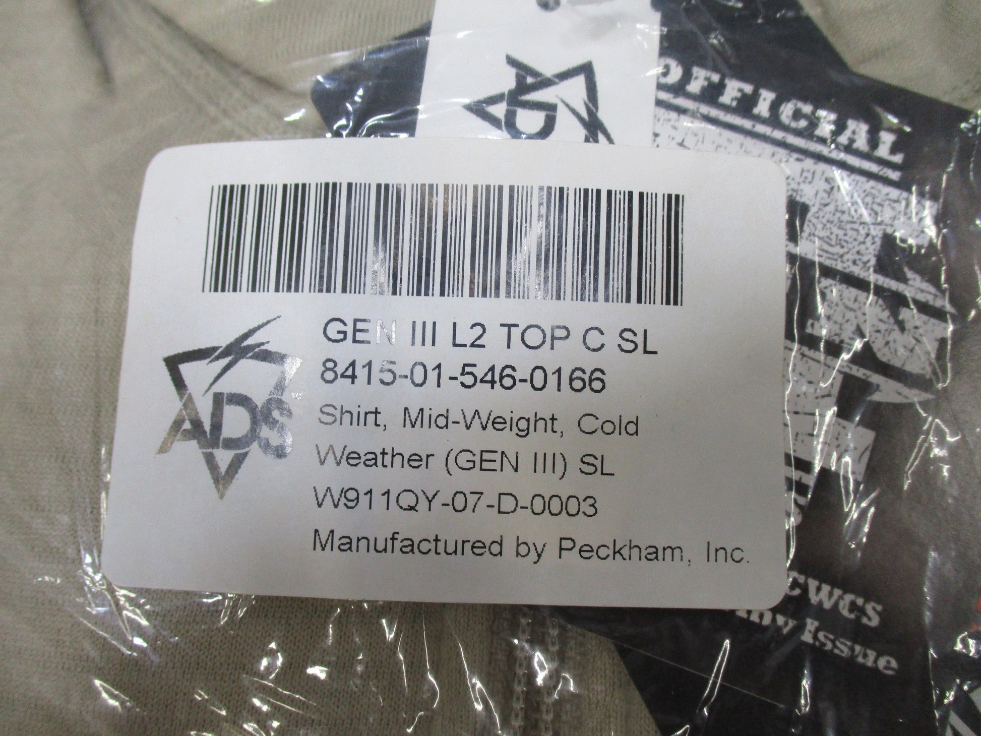 Centex Military Gear Gen III army tan waffle top shirt in small/long, mid-weight fleece with grid pattern.