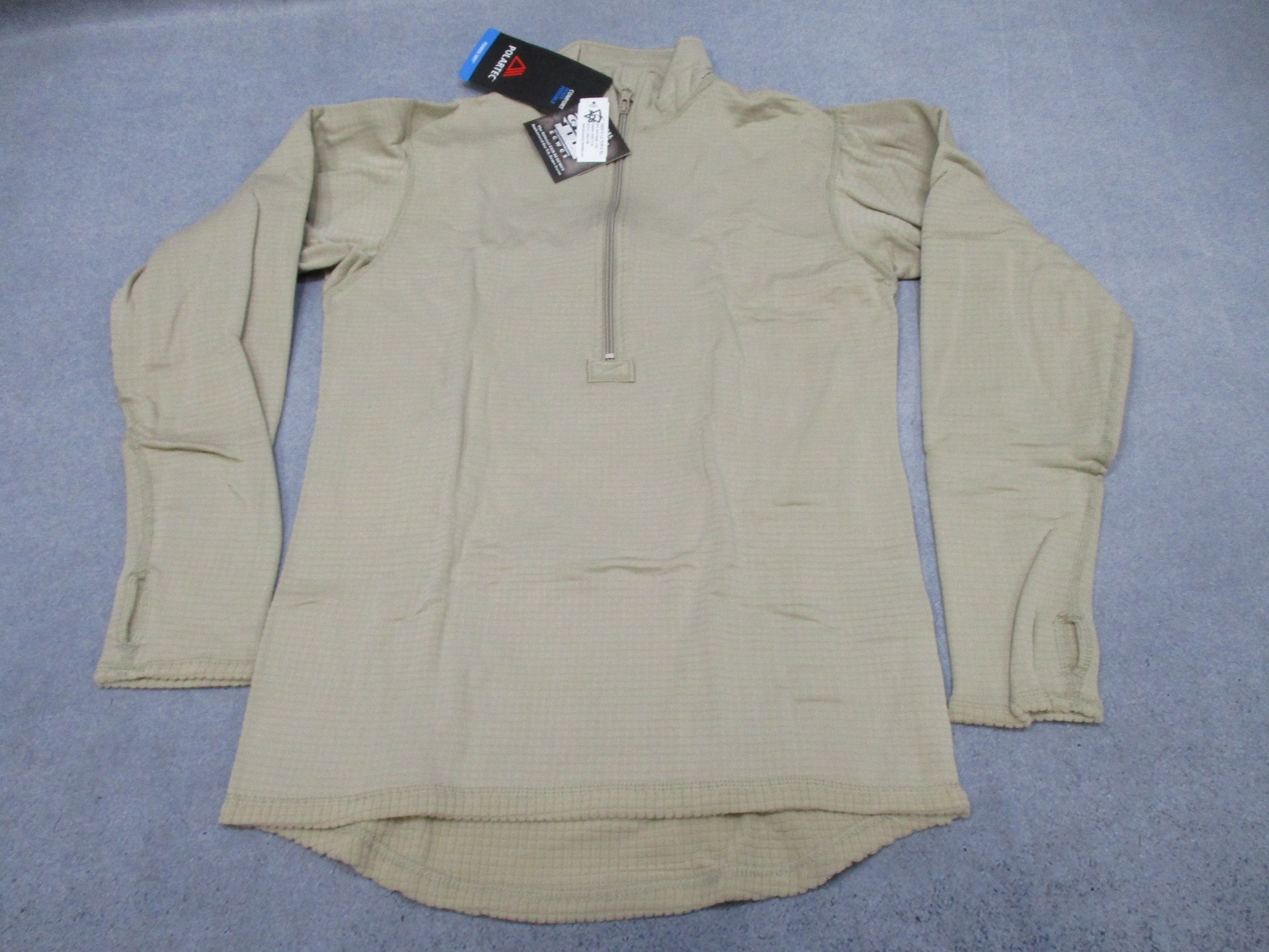 Centex Military Gear Gen III army tan waffle top shirt with grid fleece, mid-weight, small size, and long sleeves.