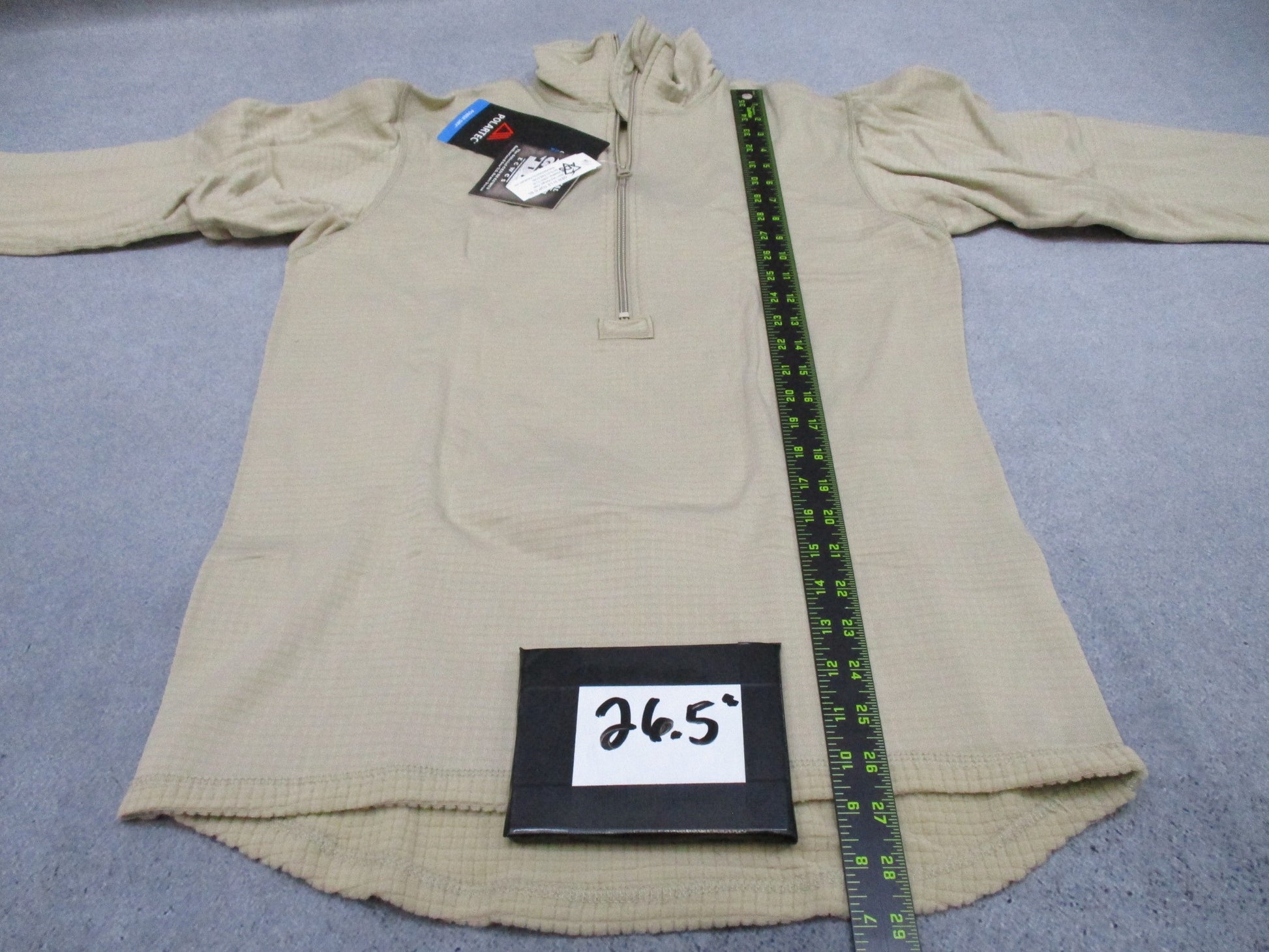 Centex Military Gear Gen III Army Tan waffle top mid-weight shirt with grid fleece, size small, displayed on a plain background.