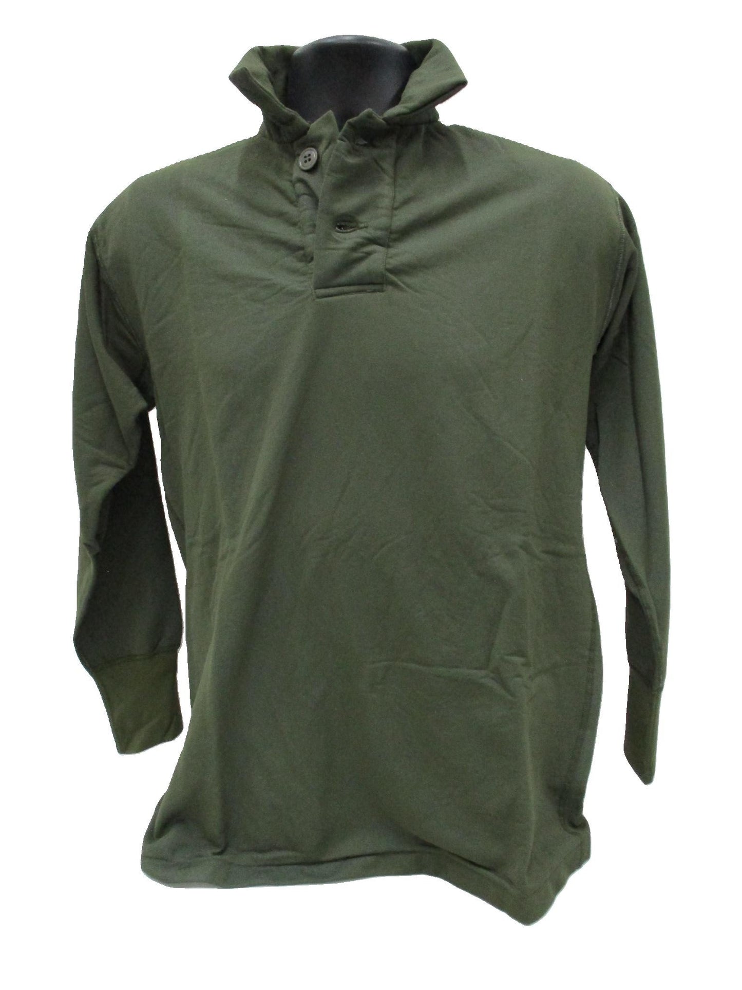 Olive drab Vietnam 1969 USGI sleeping man's tricot knit shirt, small size, vintage military style by Centex Military Gear.