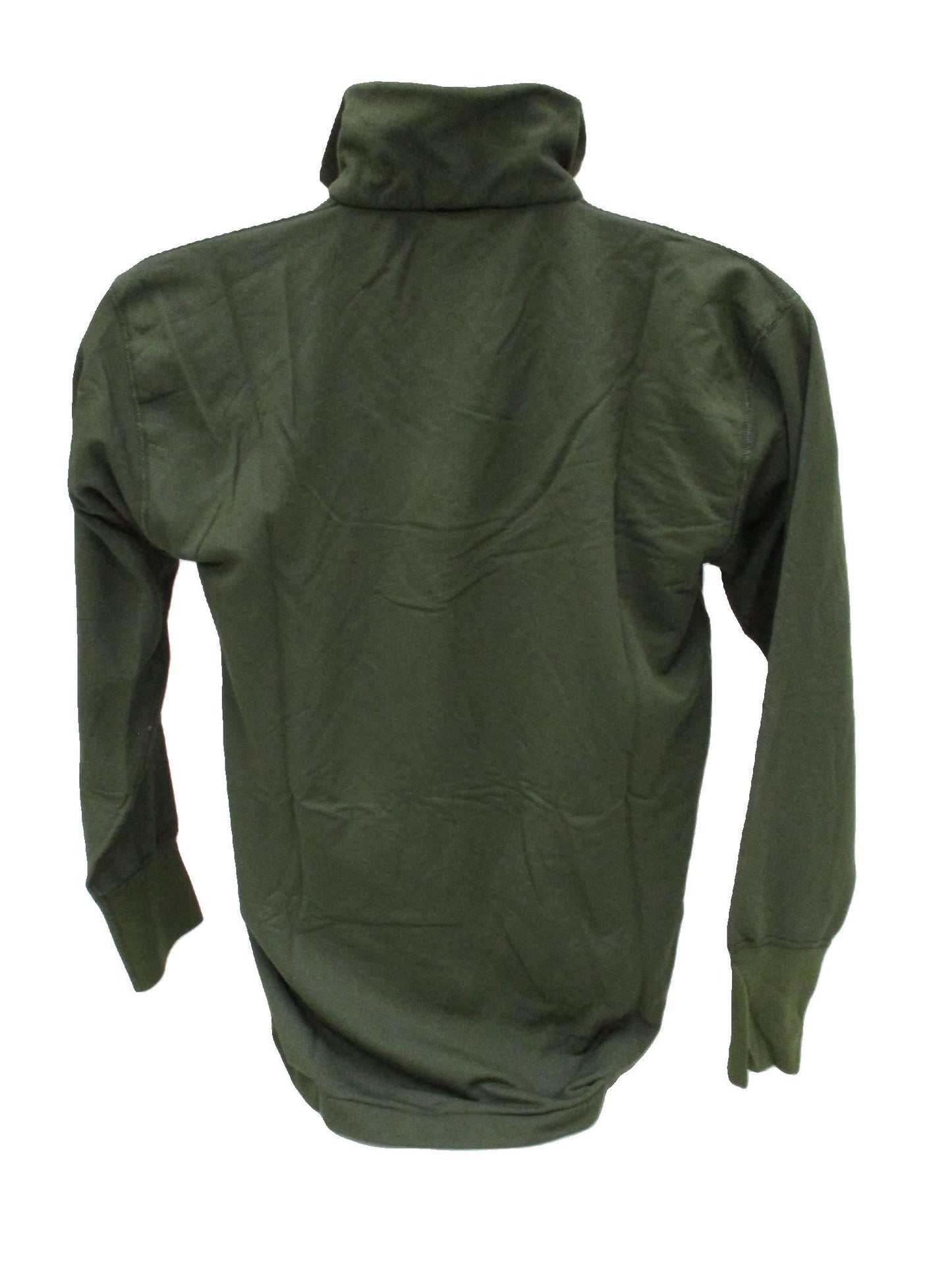 Small olive drab Vietnam 1969 USGI sleeping man's tricots knit shirt by Centex Military Gear, featuring military-style design and fabric.