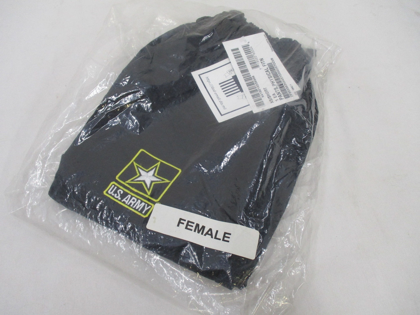 WOMAN'S FEMALE US ARMY BLACK/GOLD PT PANTS XSMALL/SHORT PTs YELLOW EMBLEM LOGO