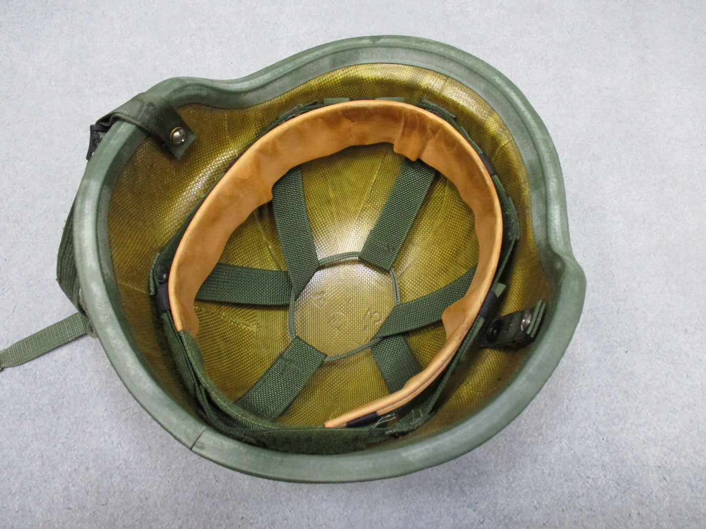 Centex Military Gear large ARMY PASGT K-POT helmet made with Kevlar, showcasing a rugged design and protective features.