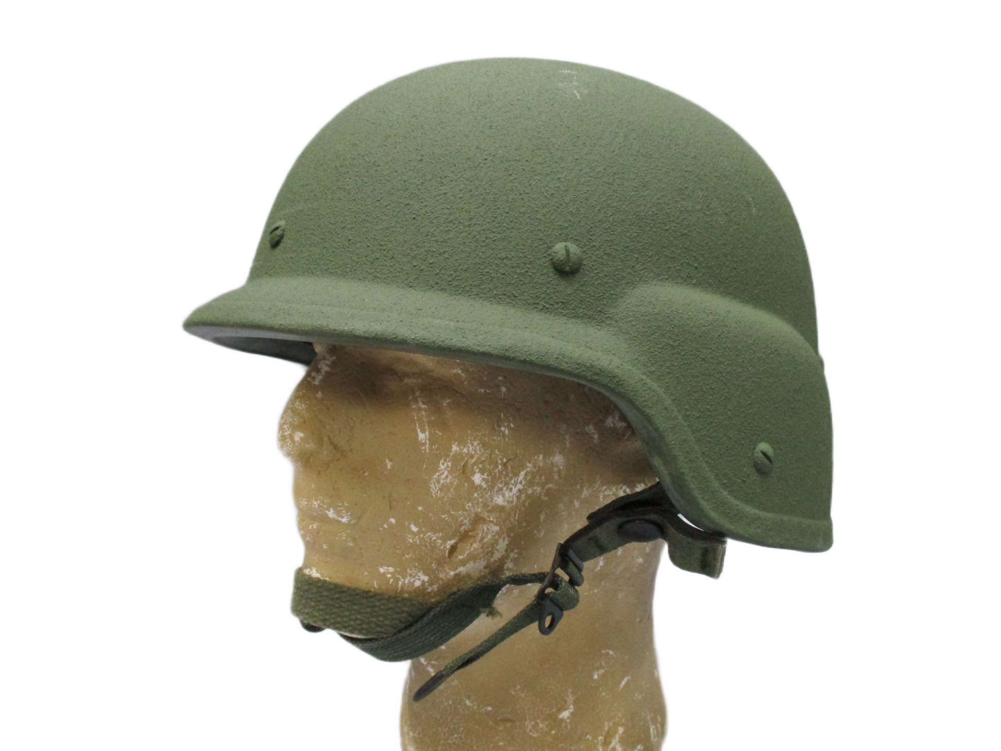 Centex Military Gear large PASGT Kevlar helmet K-POT in olive drab color with adjustable chin strap.