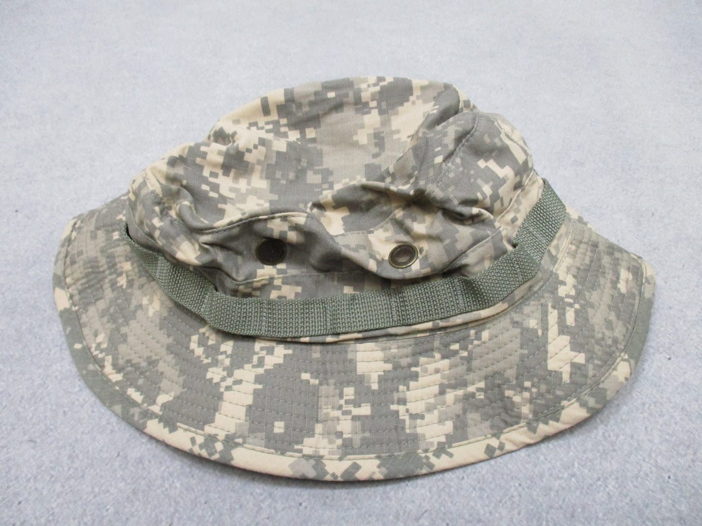 X-LARGE Centex Military Gear ACU digital boonie hat with wide brim and adjustable chin strap for sun protection.