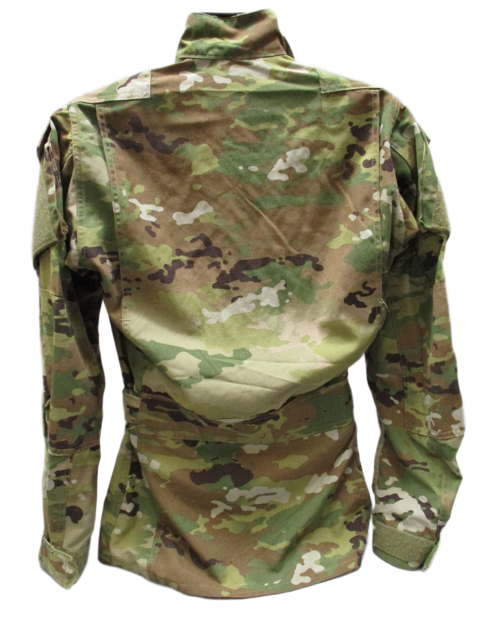 USGI Aircrew Combat Jacket FR in Scorpion OCP pattern, Small Long size, by Centex Military Gear, displayed on a hanger.