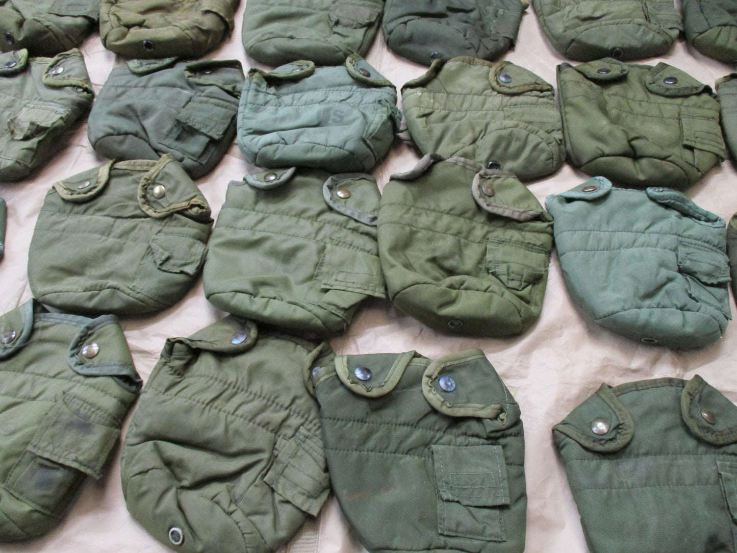 OD Green military canteen covers by Centex Military Gear with ALICE clips, insulated, set of 4 pieces.