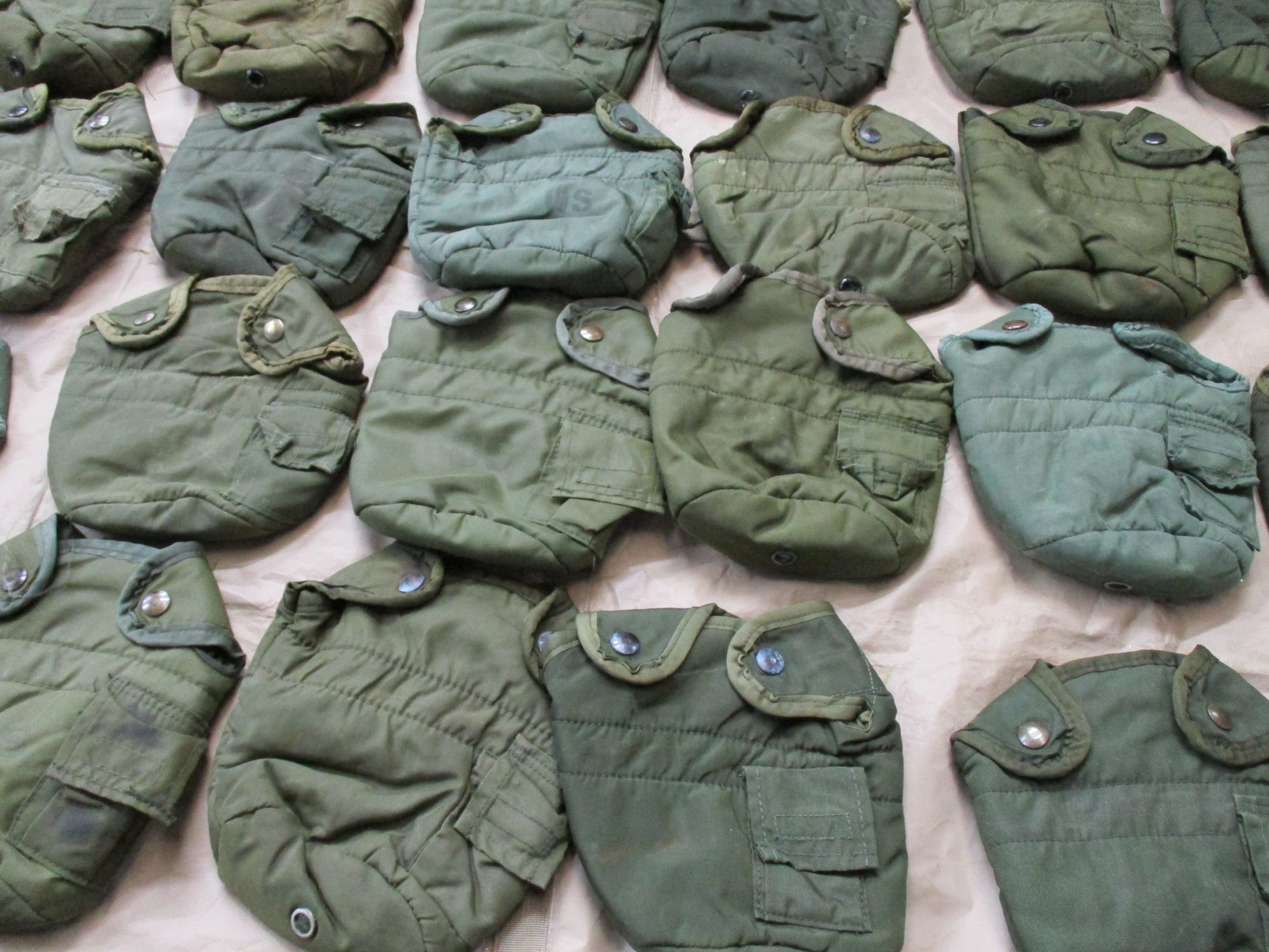 OD Green military canteen covers by Centex Military Gear with ALICE clips, insulated, set of 4 pieces.