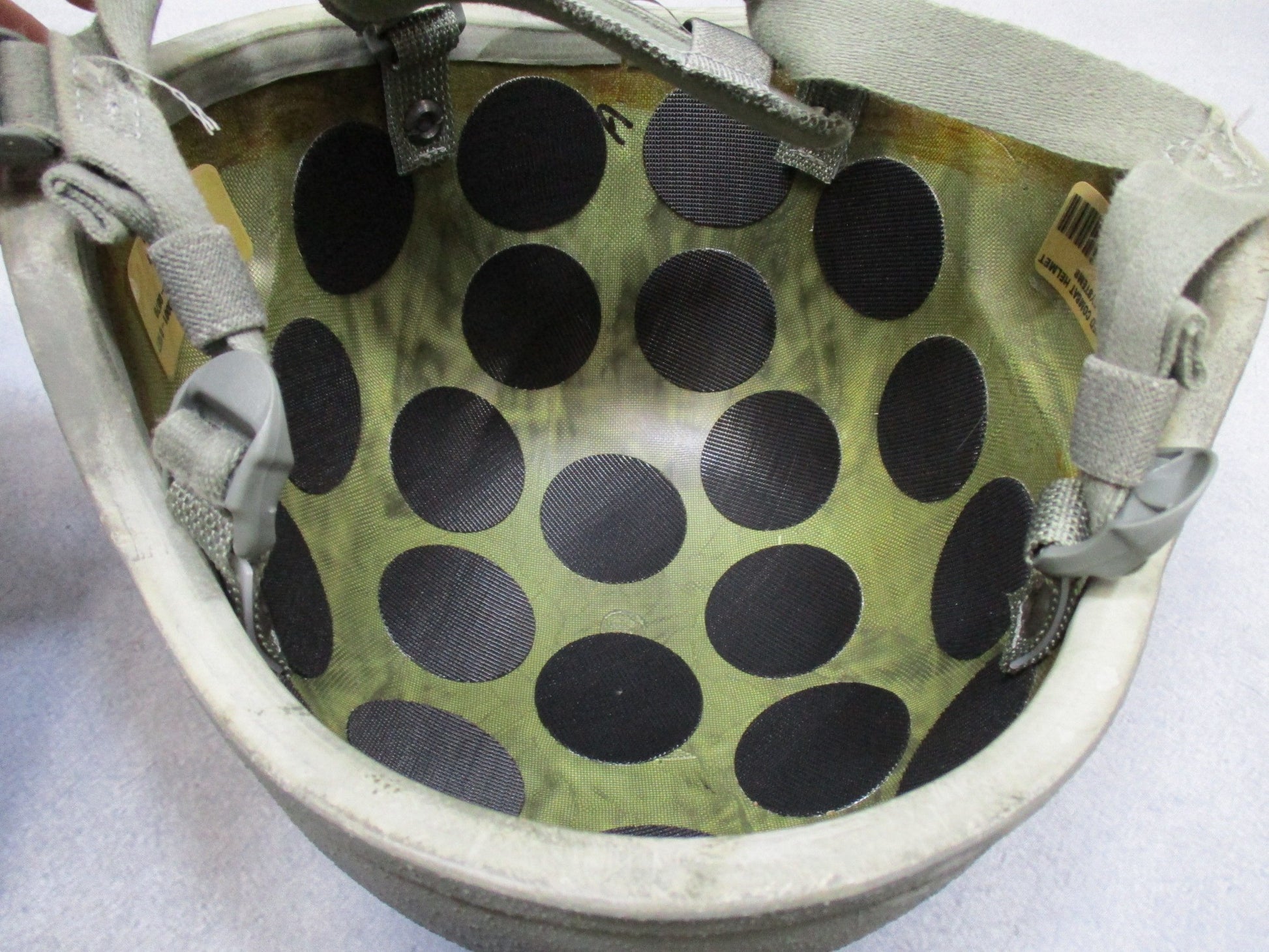 Centex Military Gear ACH Advanced Combat Helmet in foliage green with padding and chinstrap, size medium, ballistic protection.