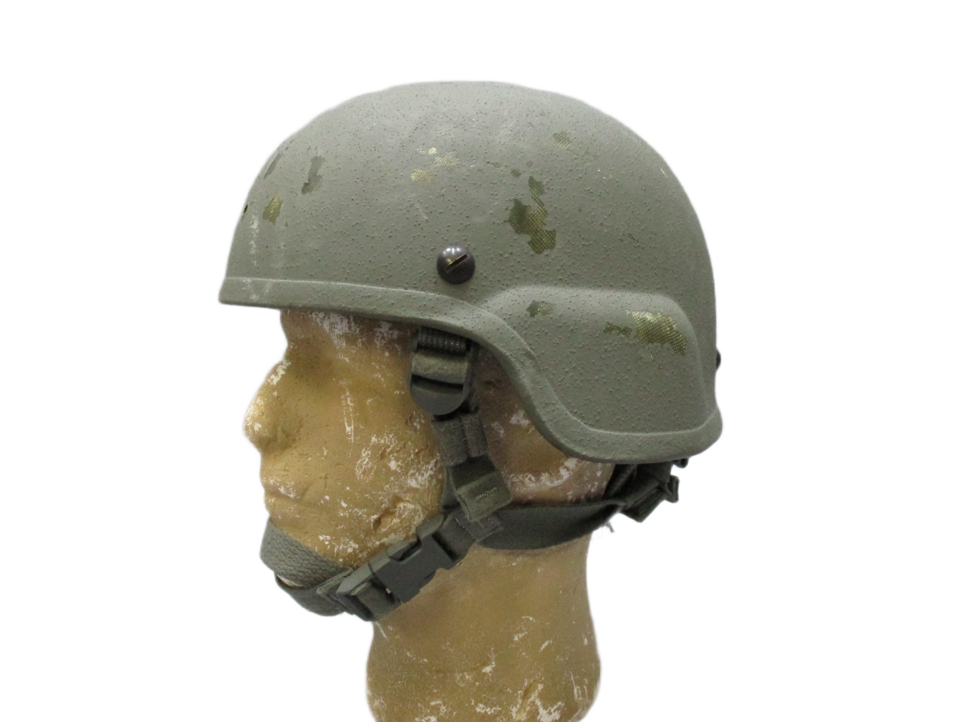Foliage green ACH Advanced Combat Helmet with pads and chinstrap, size medium, ballistic military gear by Centex Military Gear