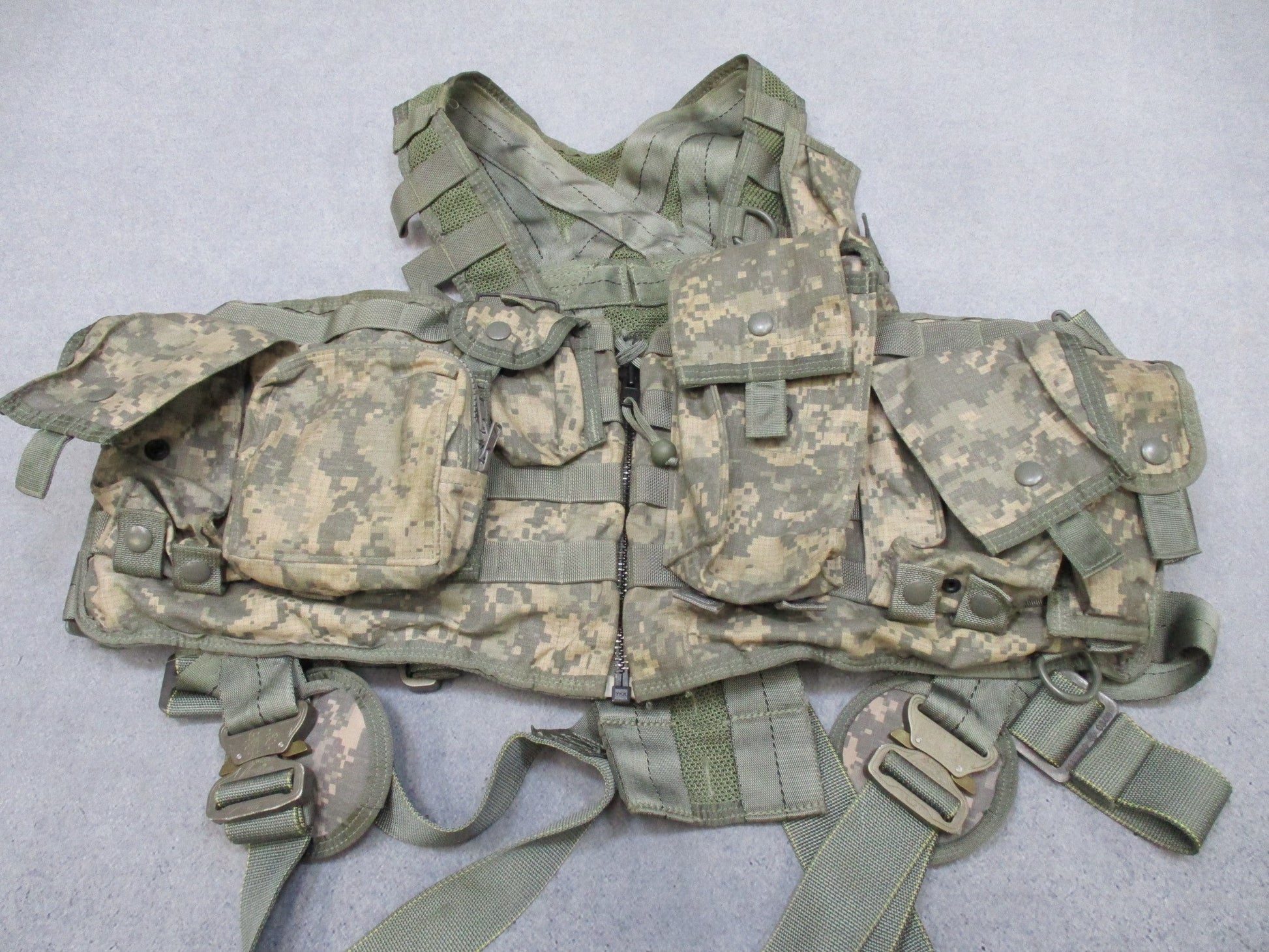 US Army Aviation Air Warrior vest harness by Centex Military Gear, featuring digital aircrew survival and extraction equipment.