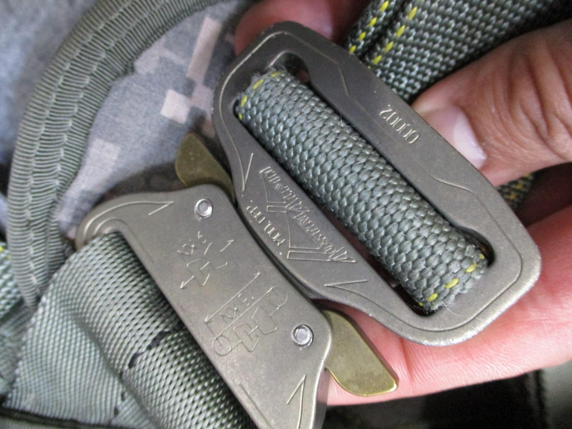 US Army Aviation Air Warrior vest harness by Centex Military Gear, featuring digital aircrew survival and extraction equipment.