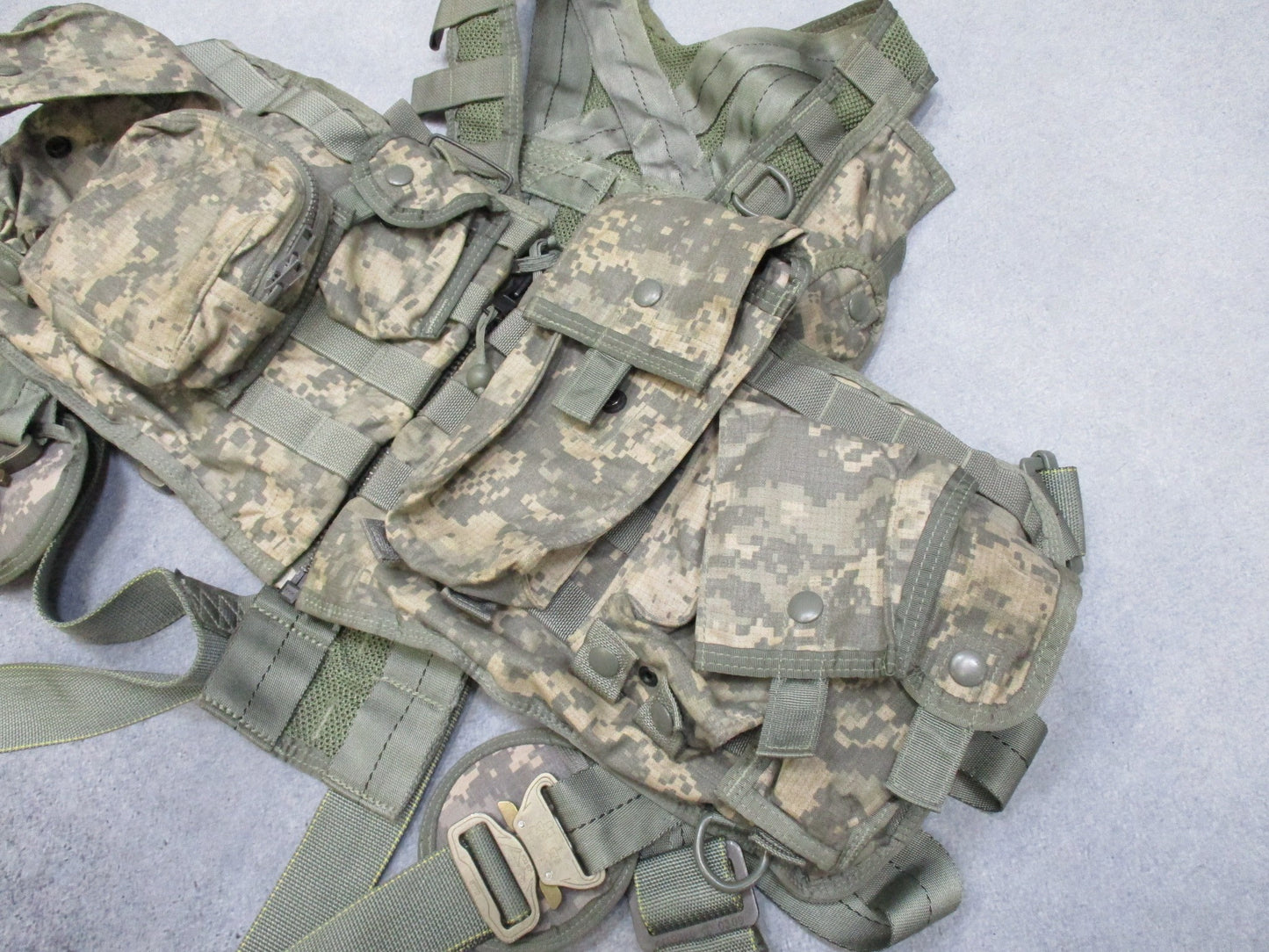 US Army Aviation Air Warrior vest harness by Centex Military Gear, featuring digital camouflage and survival extraction equipment.
